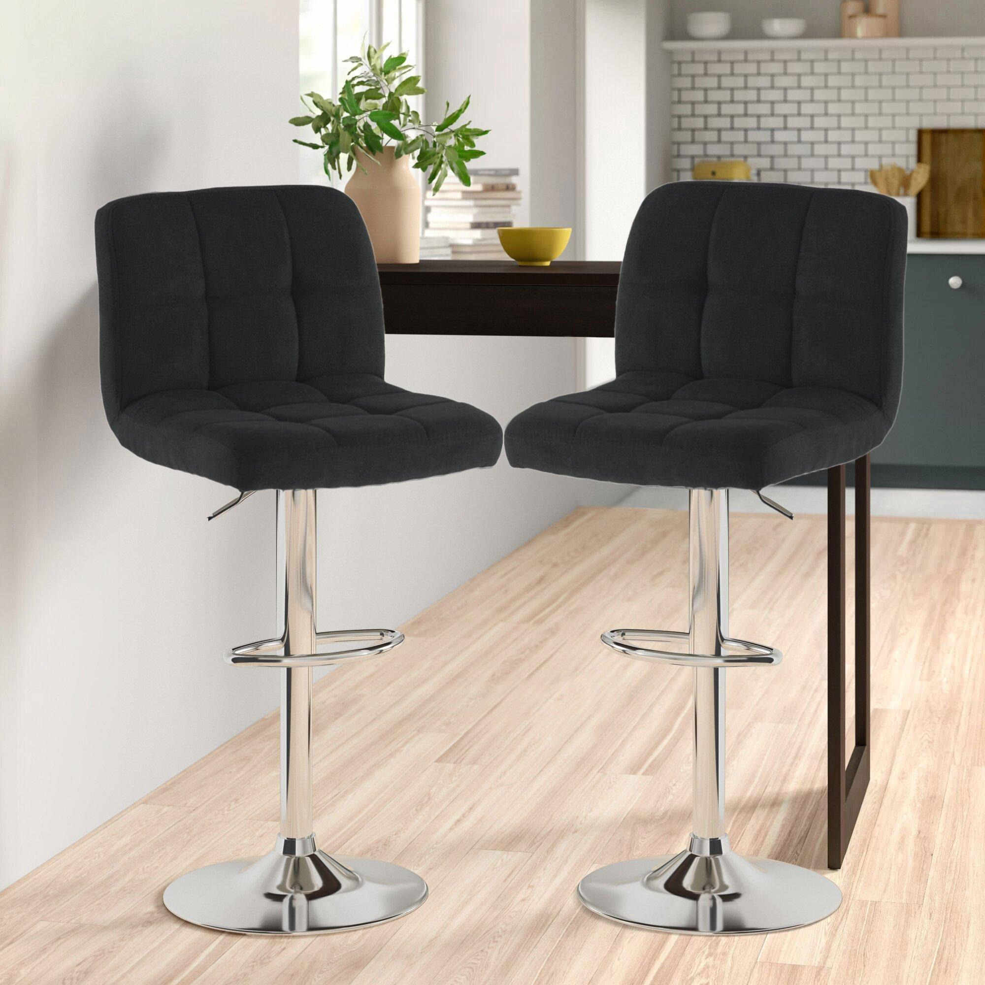 Set of Two Cuban Fabric Bar Stools with Chrome Leg by Debenhams