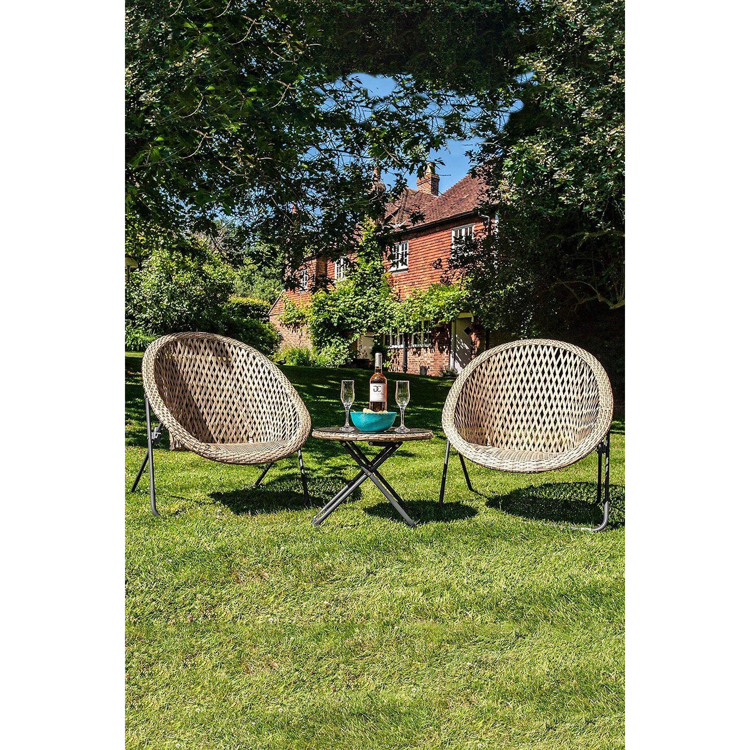3pcs Grey, Brown Rattan Garden Furniture 2 Seat Bistro Set and Coffee
