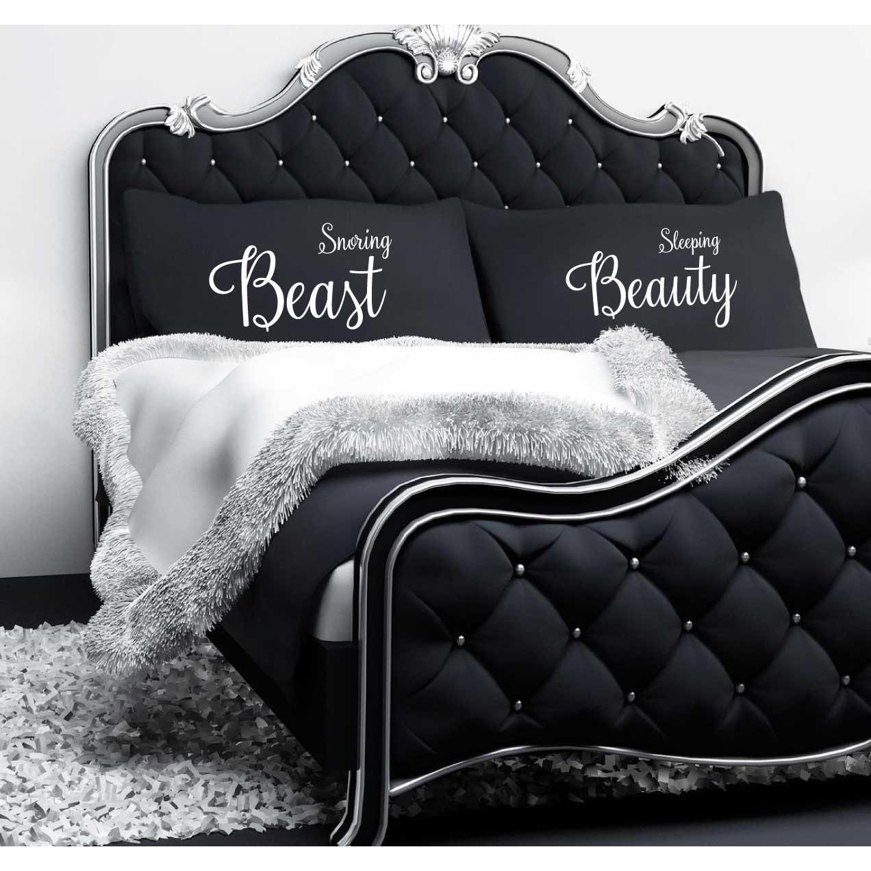 Sleeping Beauty Snoring Beast Black Pillowcases by Debenhams
