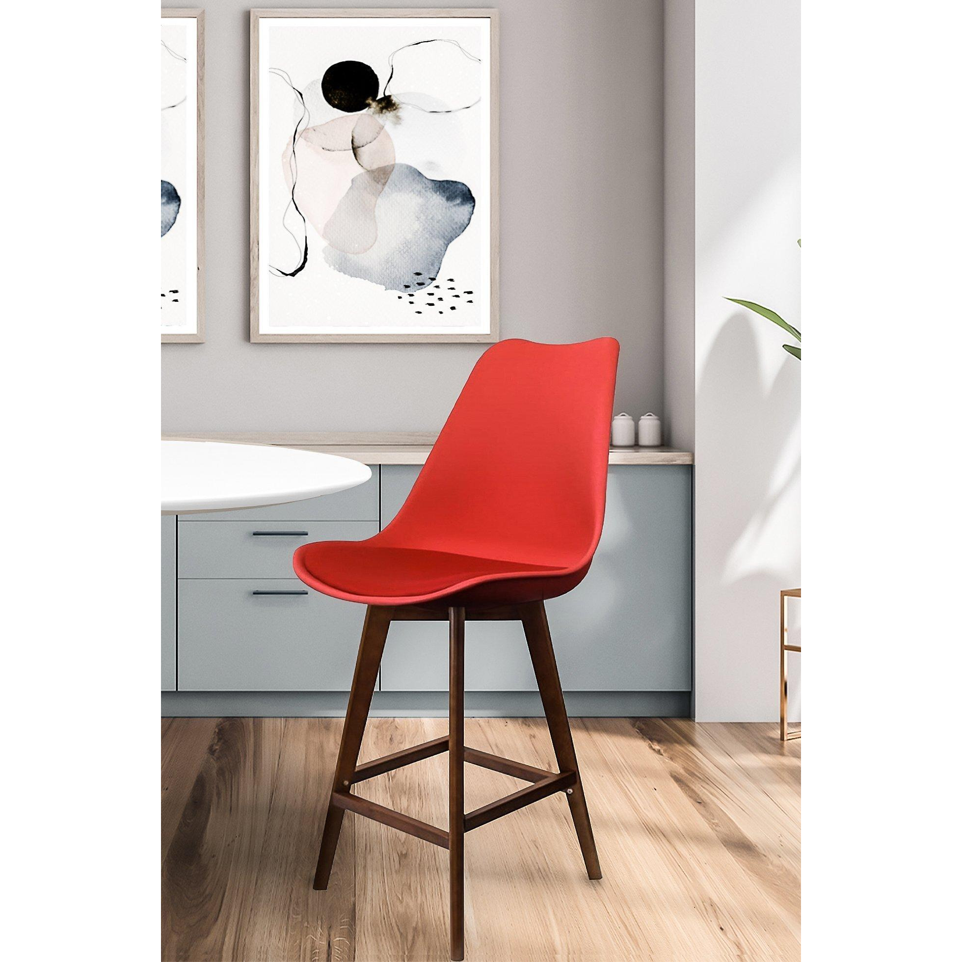 Soho Plastic Bar Stool with Dark Wood Legs by Debenhams