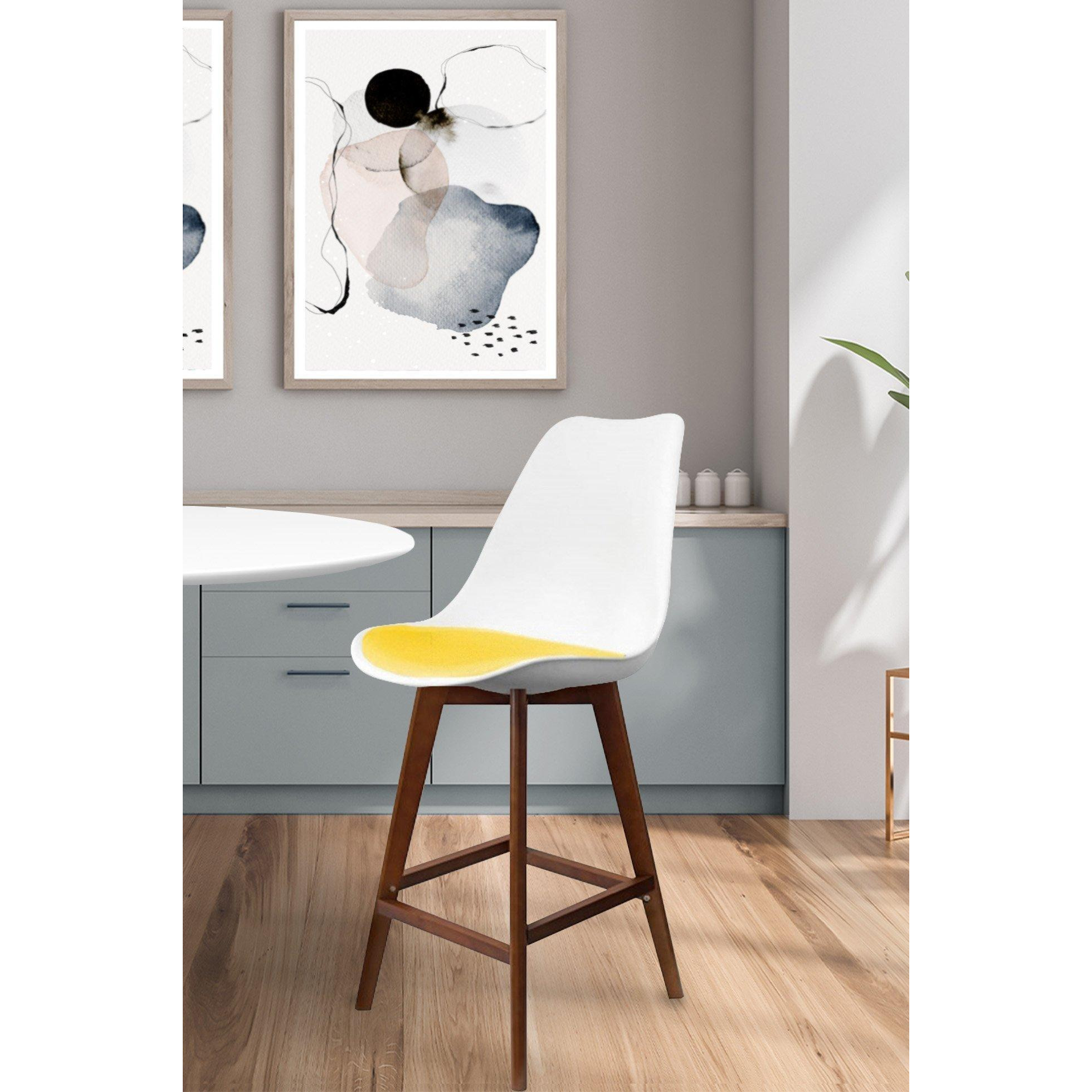 Soho Plastic Bar Stool with Dark Wood Legs by Debenhams