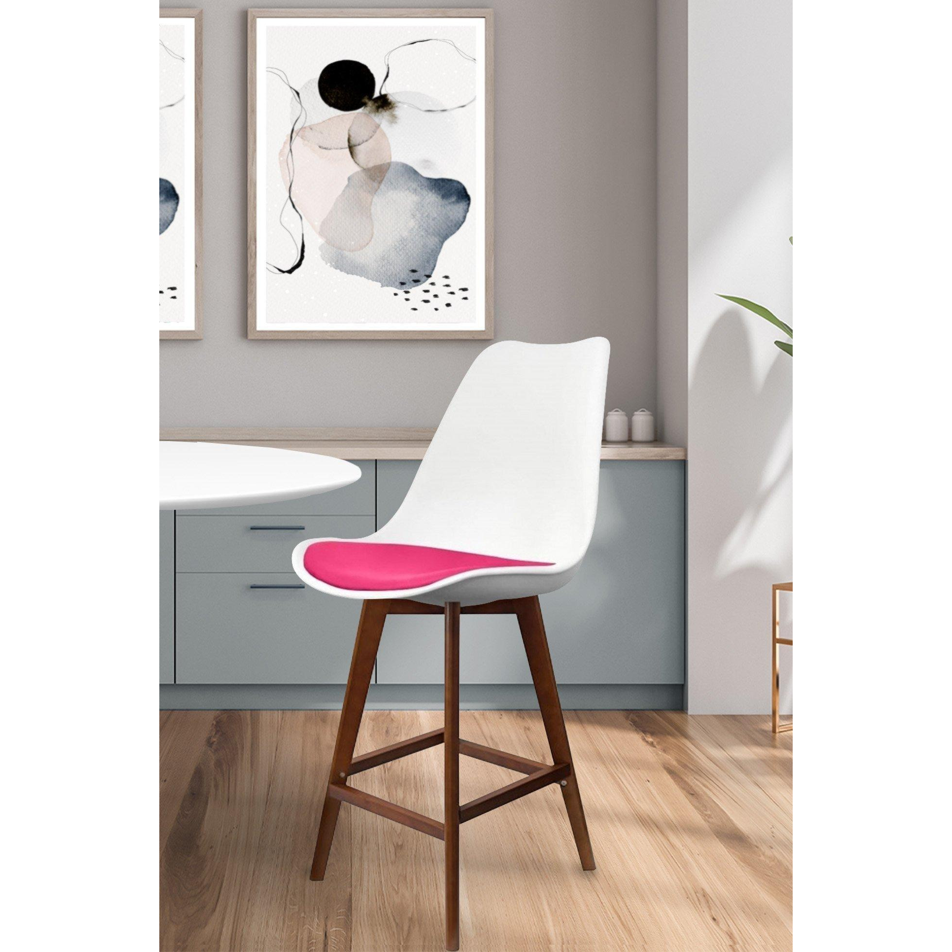 Soho Plastic Bar Stool with Dark Wood Legs by Debenhams