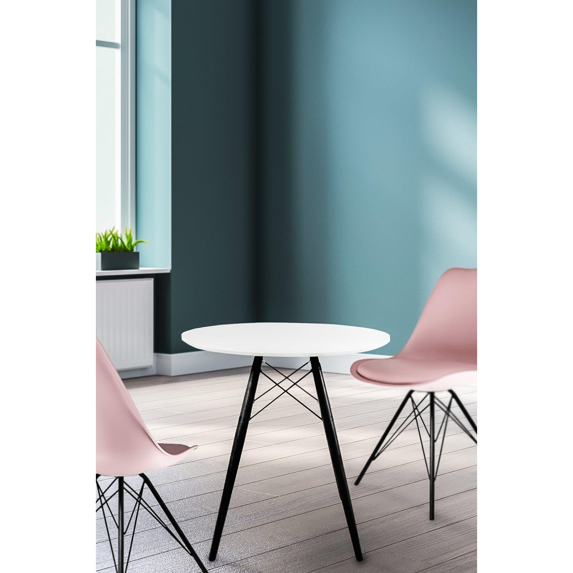 Soho Small White Circular Dining Table with Black Wood Legs by ...