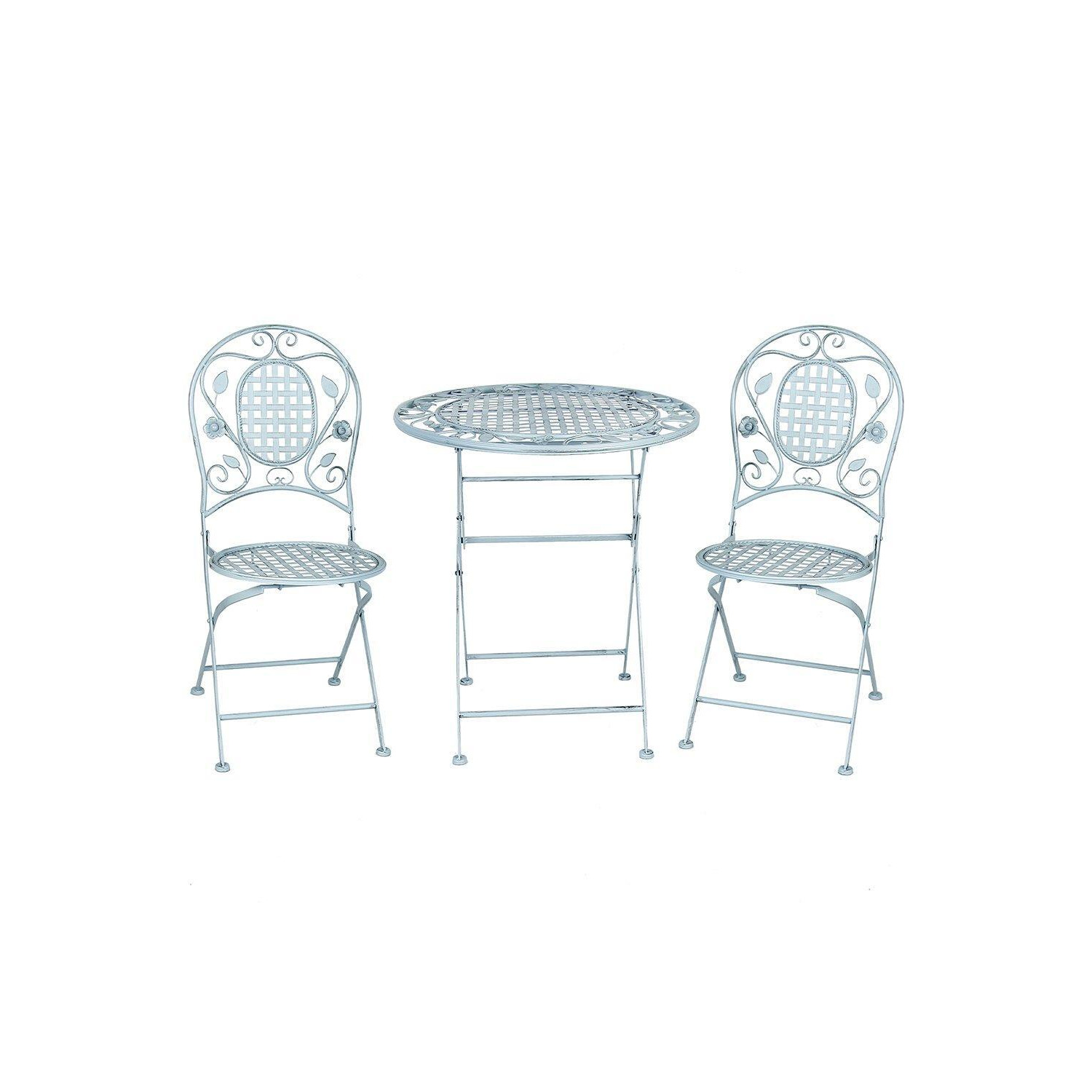 Metal Bistro 3 Piece Set Garden Patio Furniture Antique Blue by ...