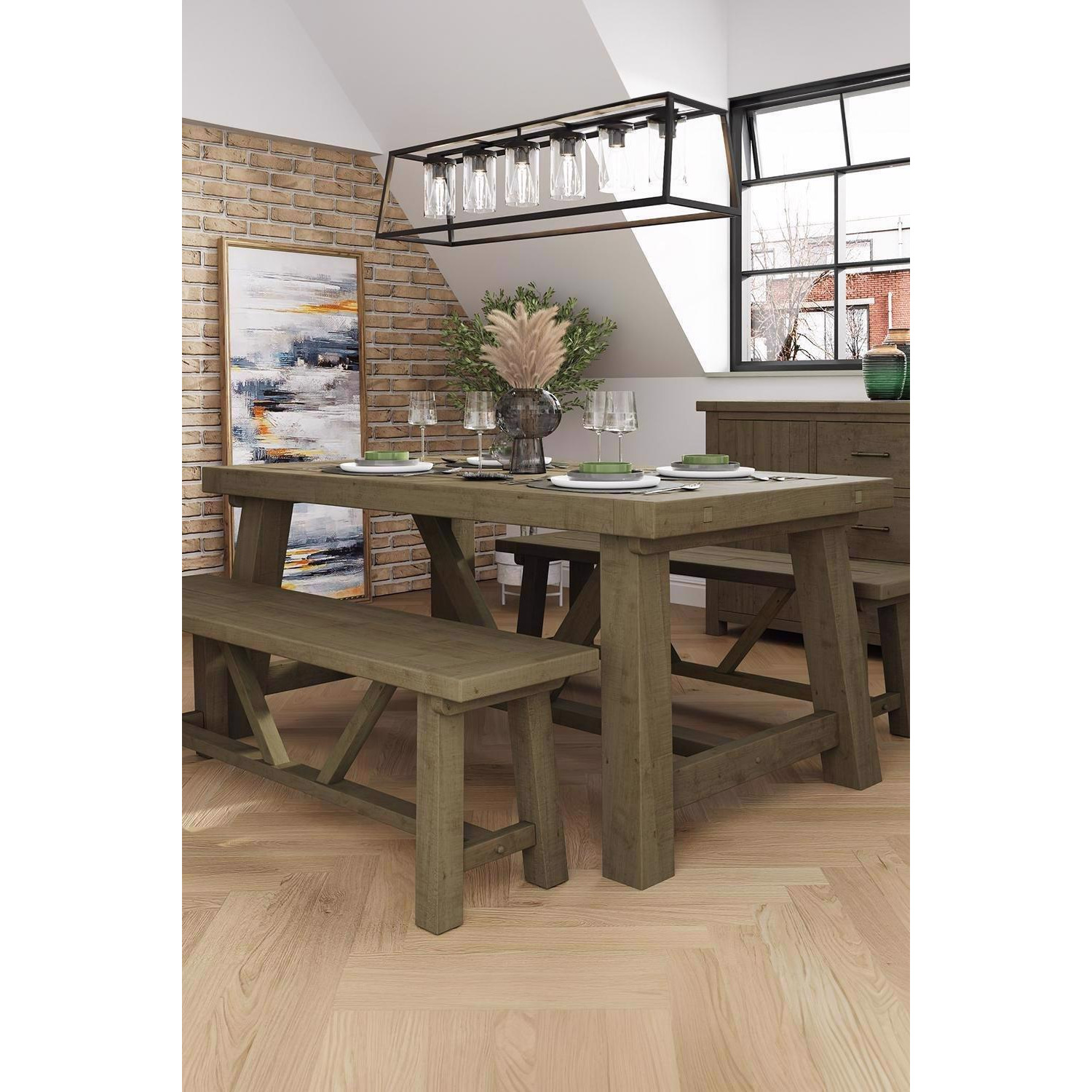 Solid Reclaimed Pine 1.6M Dining Table Fixed Top by Debenhams