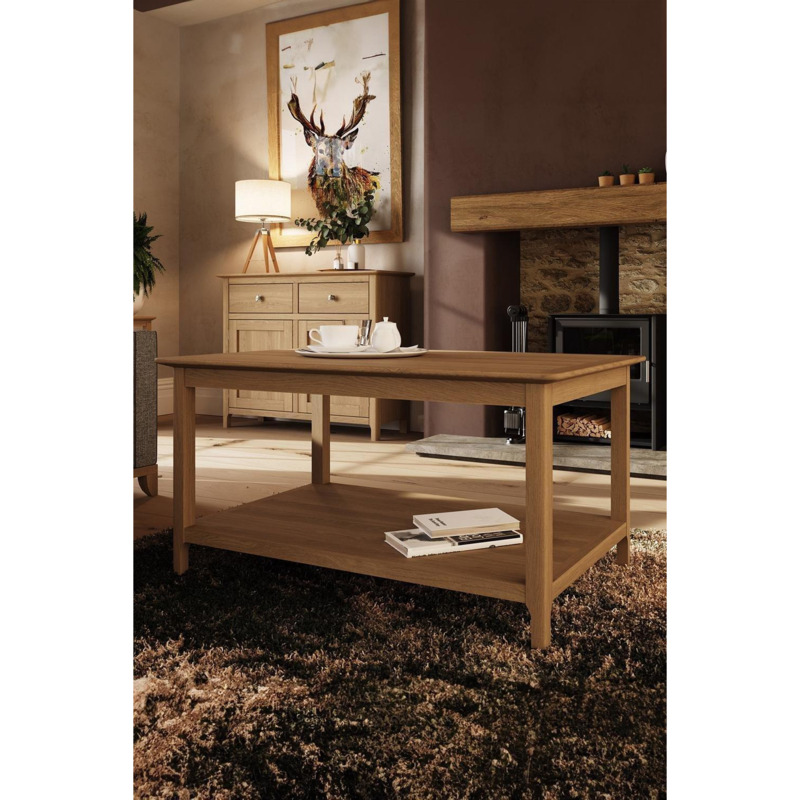 Large Natural Oak Painted Oak Storage Coffee Table by Debenhams