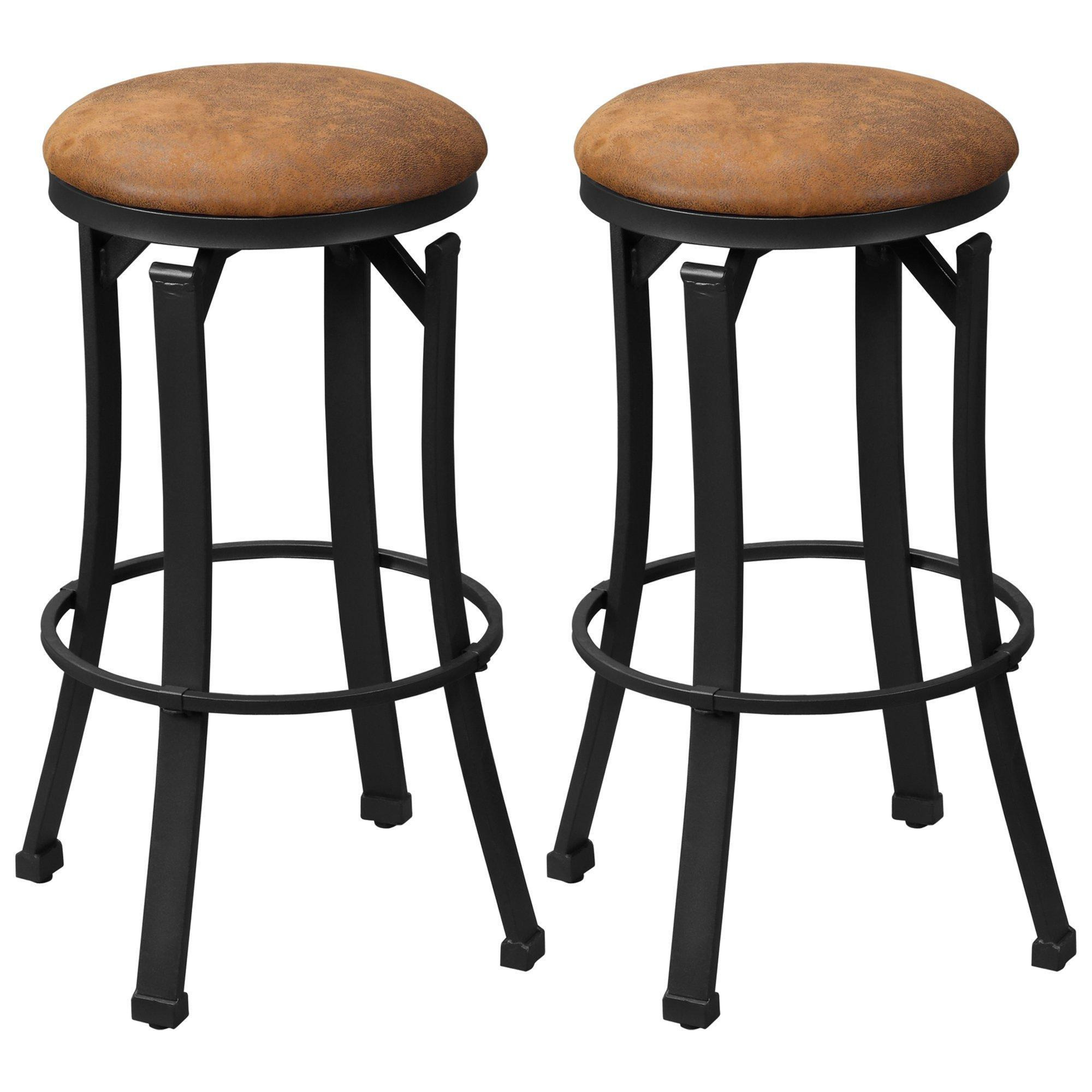 Bar Stools Set of 2 Microfiber Cloth Bar Chairs Steel Legs by Debenhams