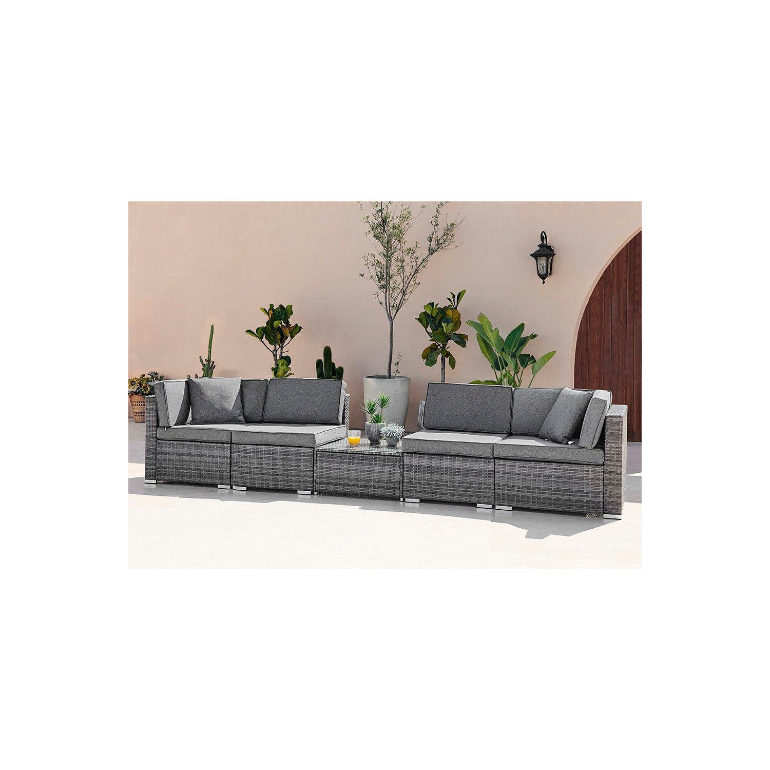 ORLANDO Brown 4 Seater Modular PE Rattan Outdoor Garden Sofa Set with