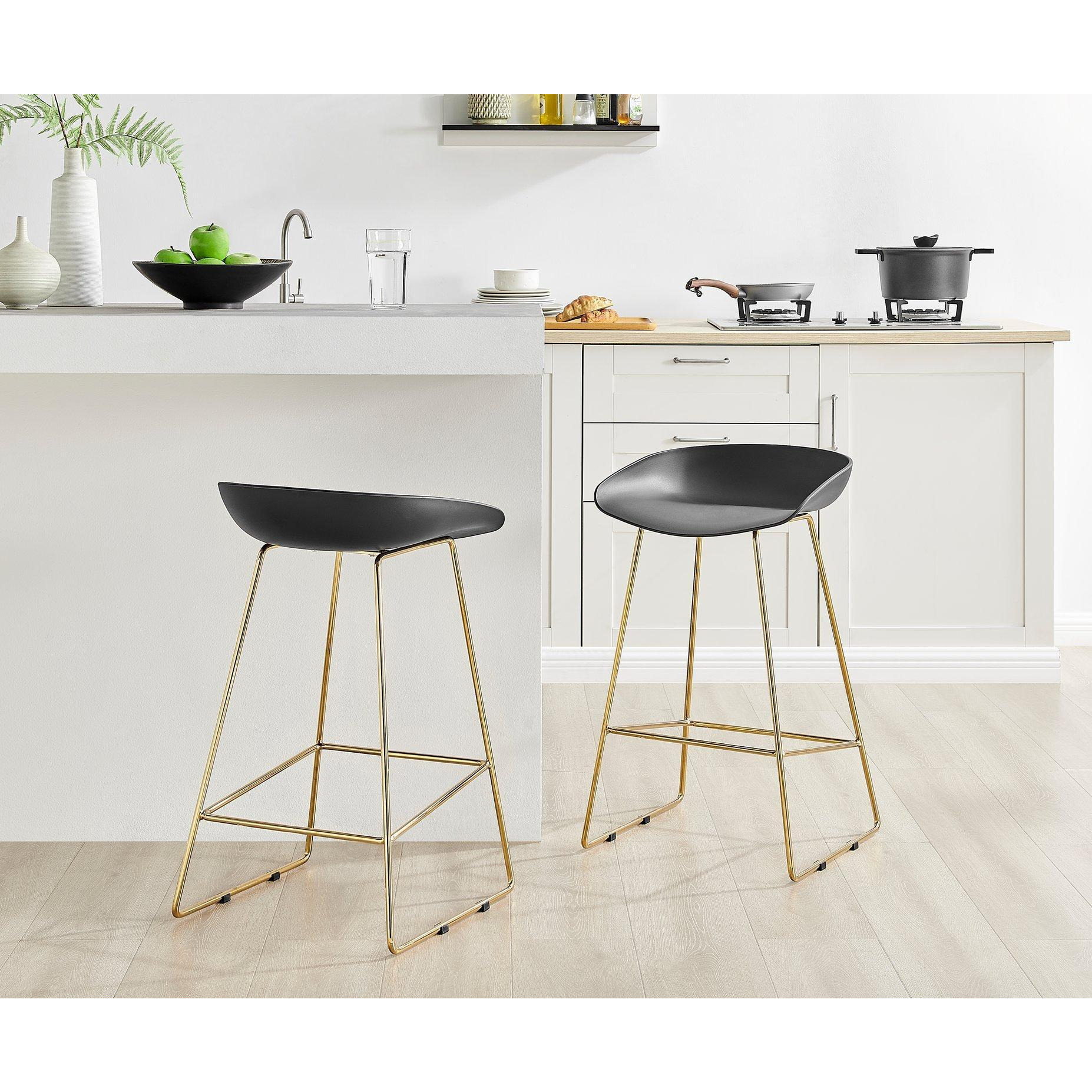 Set of 2 Harper Scandinavian Inspired Molded Plastic Bar Stools With