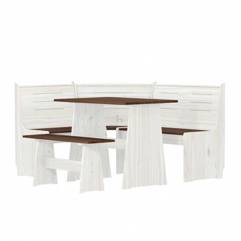 Latham Corning Dining Table Set with Bench (White with Dark Brown Top