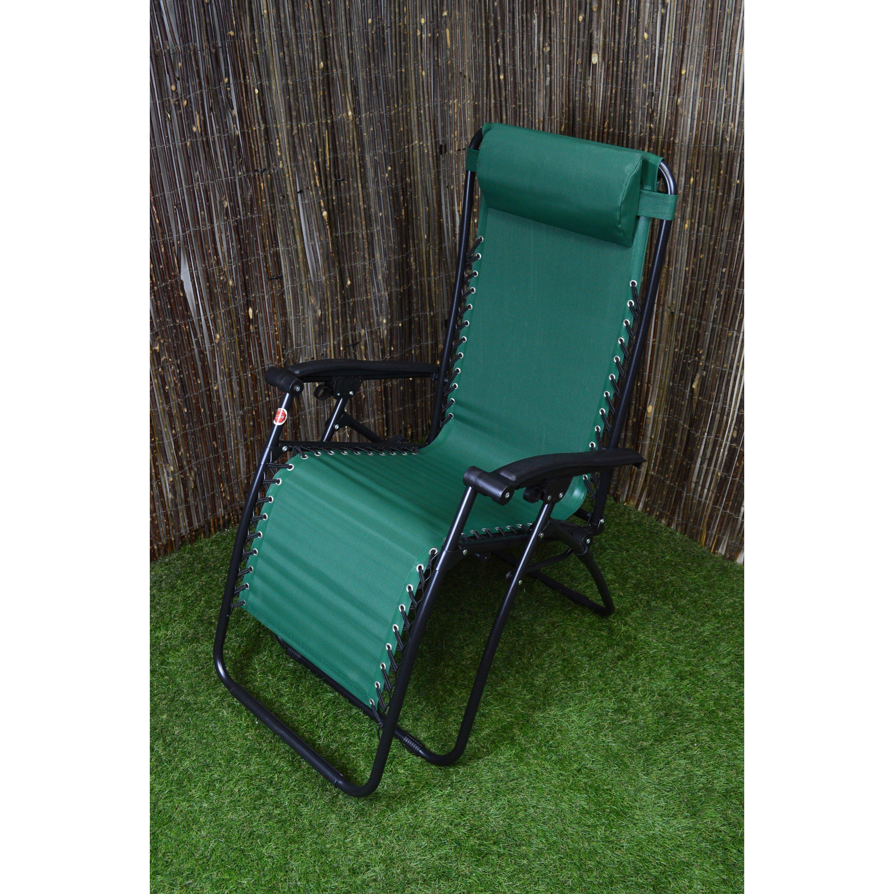 Multi Position Textoline Garden Relaxer Chair Lounger Green by Debenhams