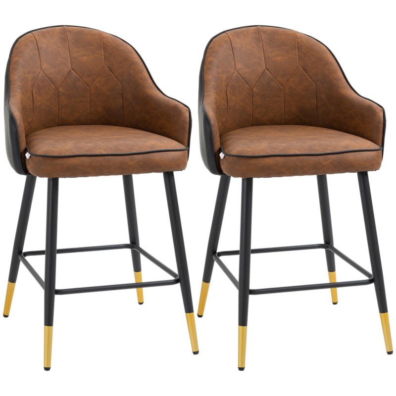 Modern Bar Stools Set of 2 Upholstered Kitchen Stool with Back by