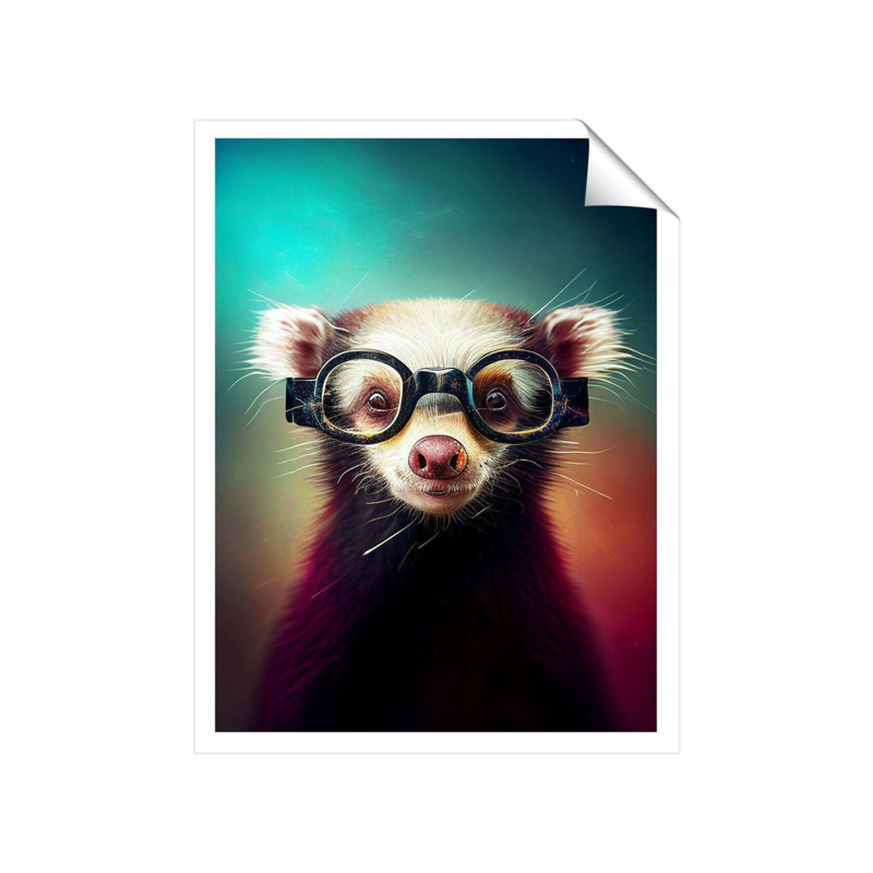 Ferret With Glasses Splashart Unframed Art Print by Debenhams