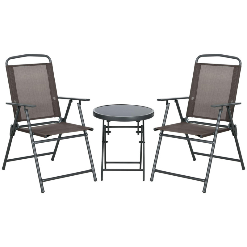 Patio Bistro Set Folding Chairs & Coffee Table for Balcony by Debenhams