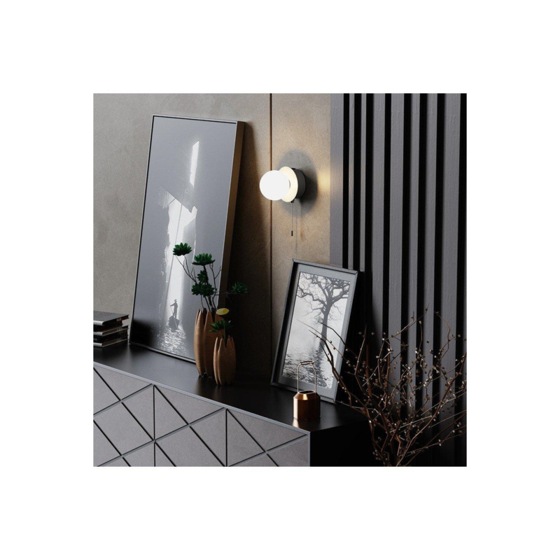 'Macie' White & White Opal Globe LED Rechargeable USB Reading