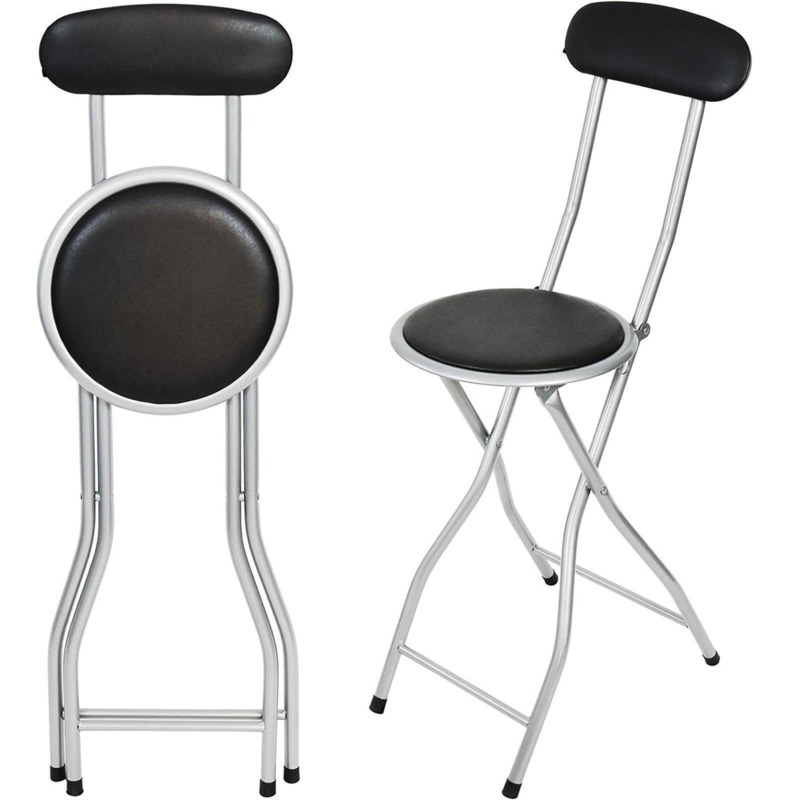 Folding Bar Stool Kitchen Breakfast Padded High Back Chair by Debenhams