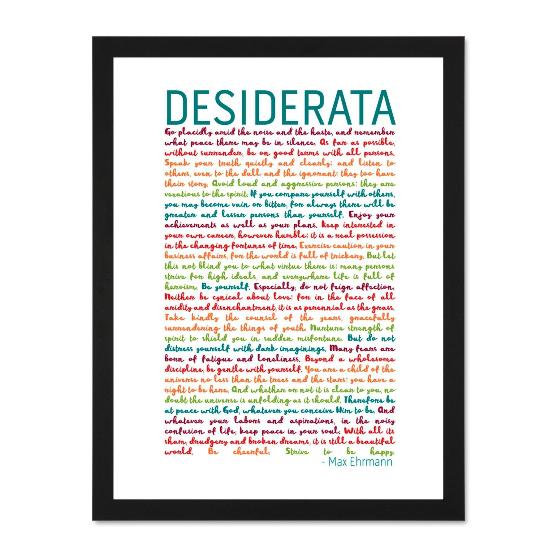 Desiderata Rainbow Words Ehrmann Typography Large Framed Wall Décor Art