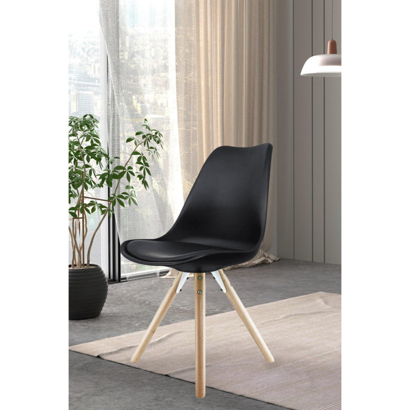 Soho Plastic Dining Chair with Pyramid Light Wood Legs by Debenhams