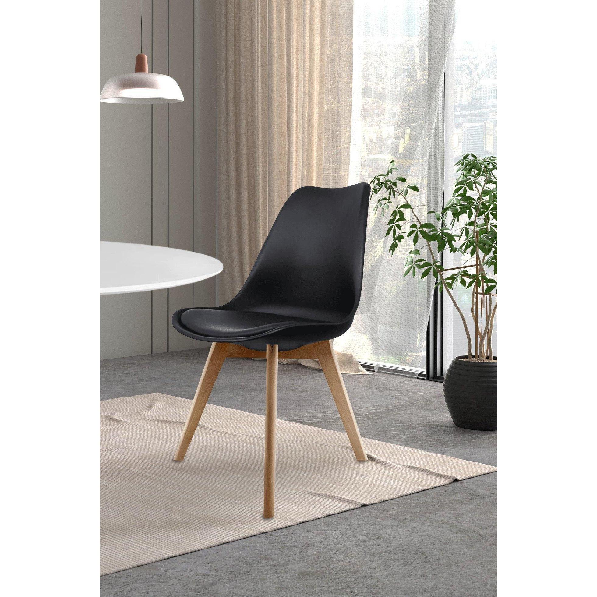 Soho Plastic Dining Chair with Squared Light Wood Legs by Debenhams