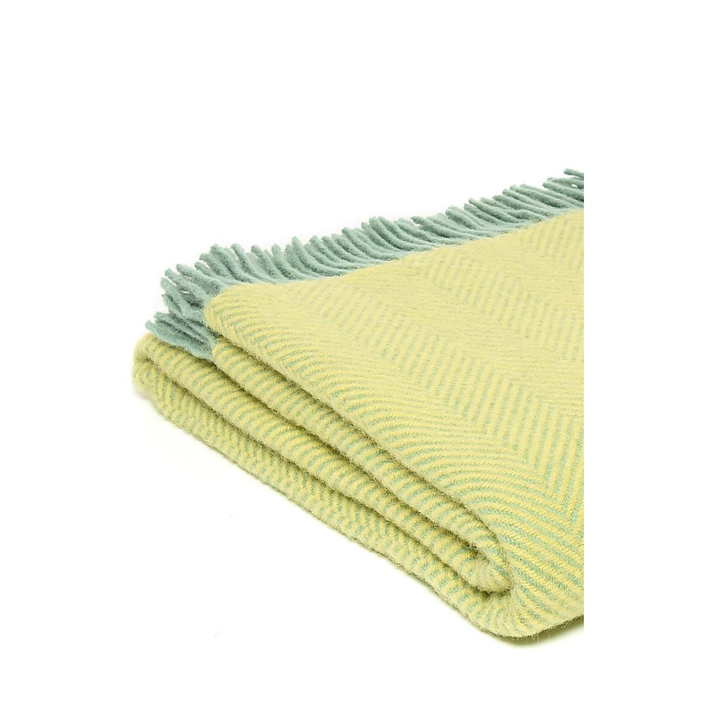 100 Wool Herringbone Lemon & Ocean Throw / Blanket by Debenhams