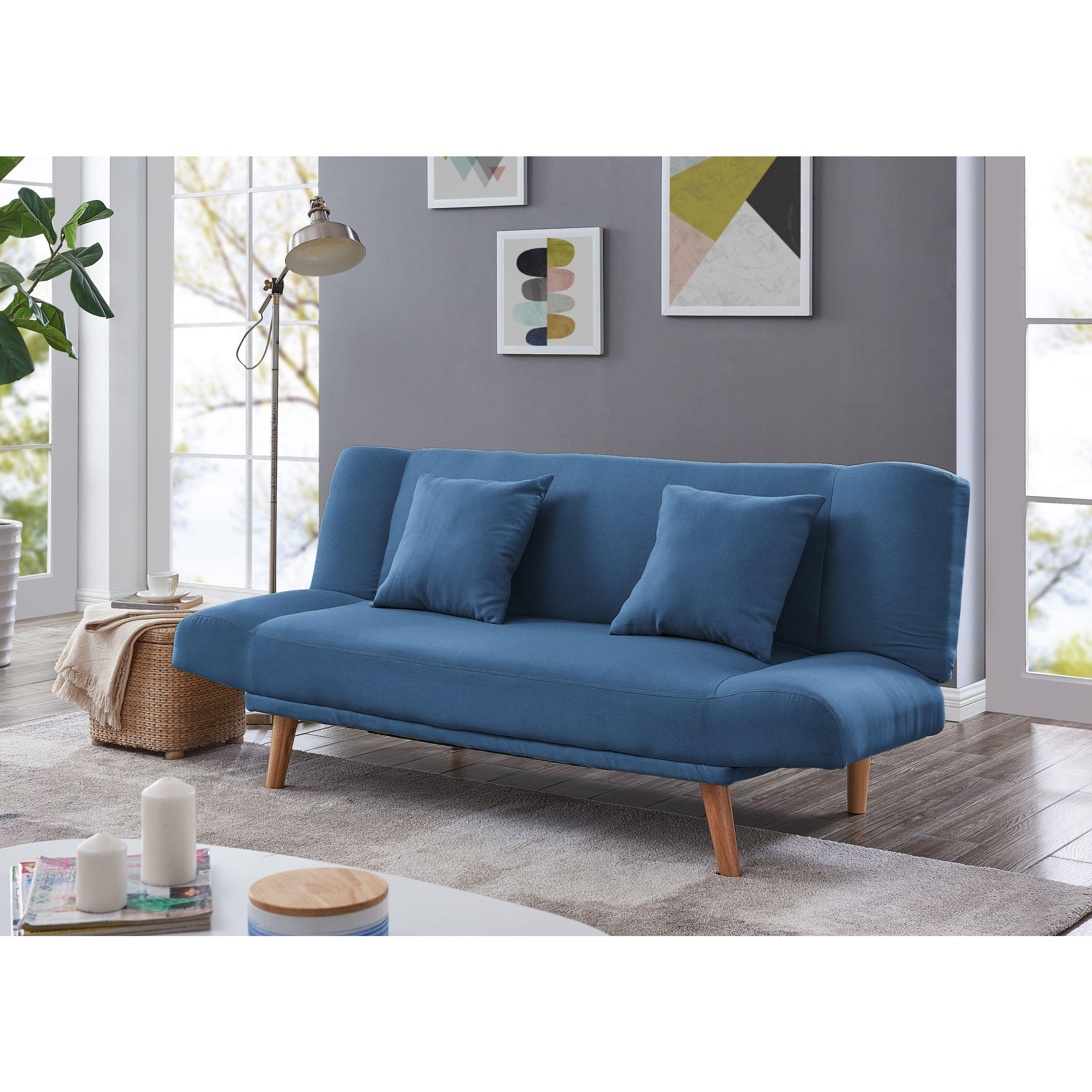 Hamilton Fabric Sofa Bed With Matching Scatter Cushions and Wooden Legs