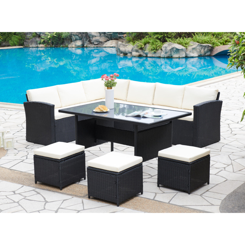 Cairo Rattan Corner Group Garden Furniture Set Outdoor Dining Table