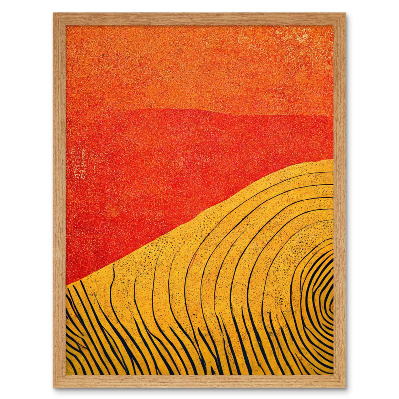 Abstract Hilltop Sunset Walkabout Australia Mustard Coral Art Print