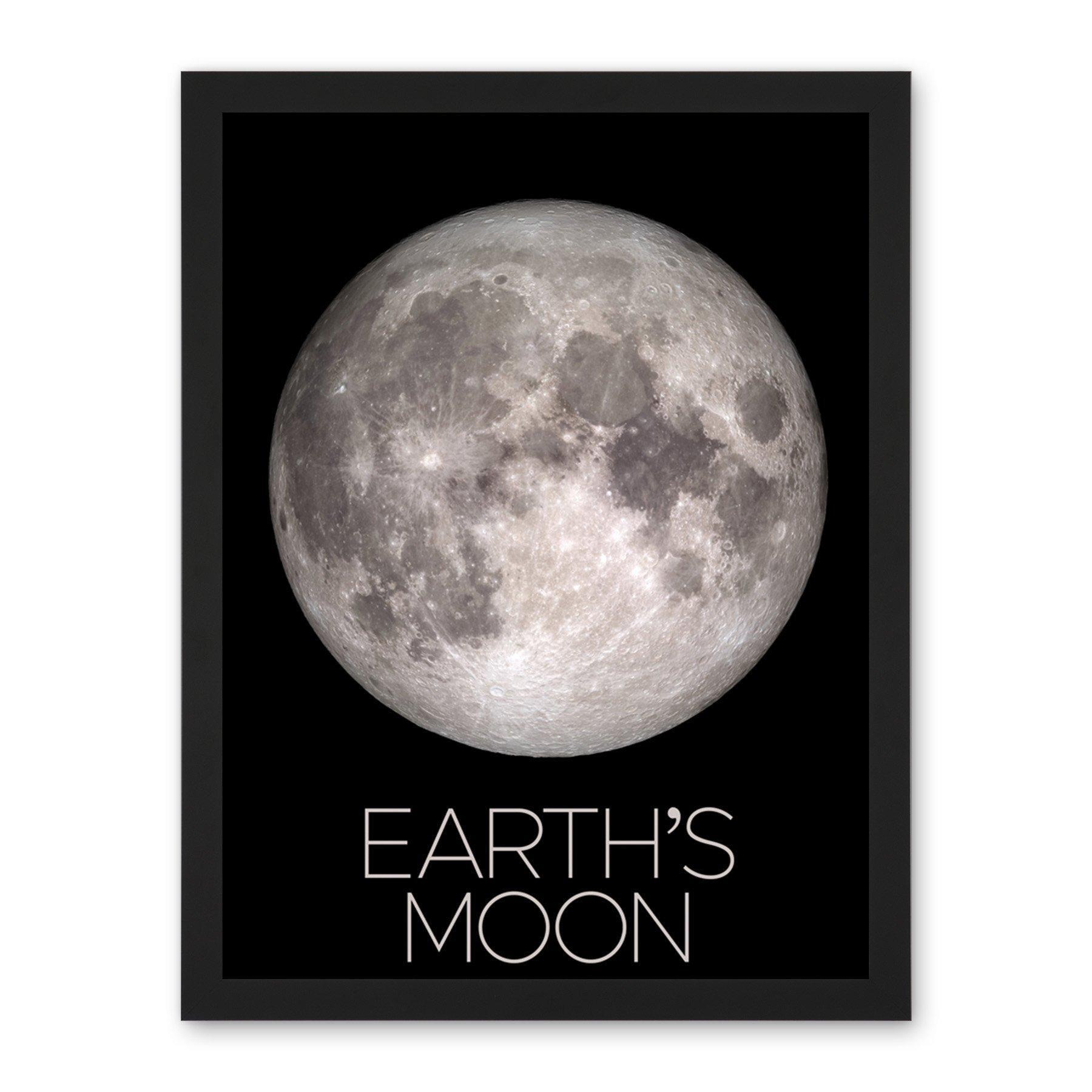 NASA Our Solar System Earth's Moon Lunar Orbiter Image Large Framed Wall Décor Art Print by