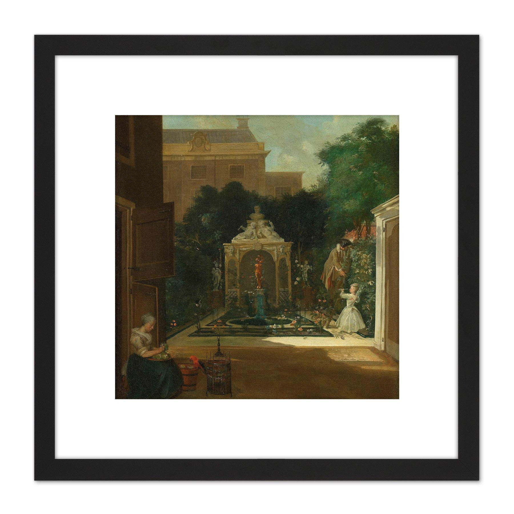 Troost An Amsterdam Canal House Garden Painting 8X8 Inch Square Wooden