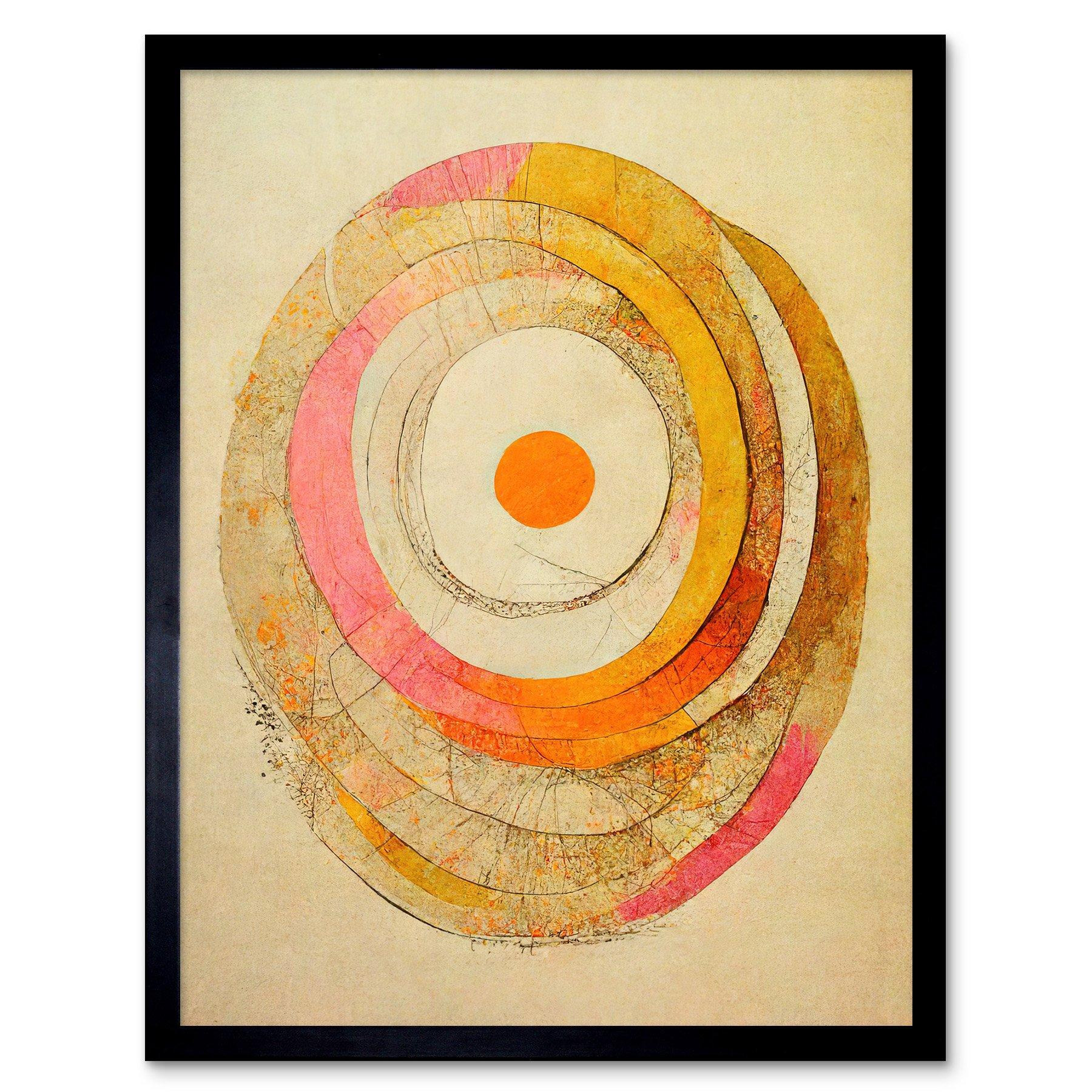 Wall Art Print Bohemian Style Abstract Dreamcatcher Concentric Circles In Soft Pastel Colours