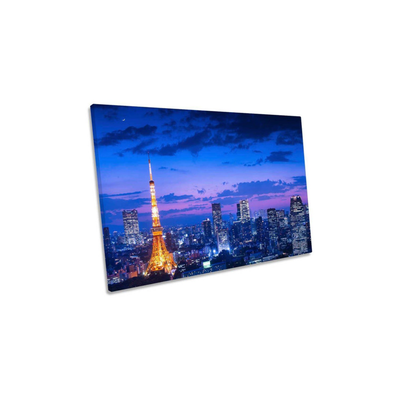 Tokyo Night View Asia City Skyline Blue Canvas Wall Art Picture Print