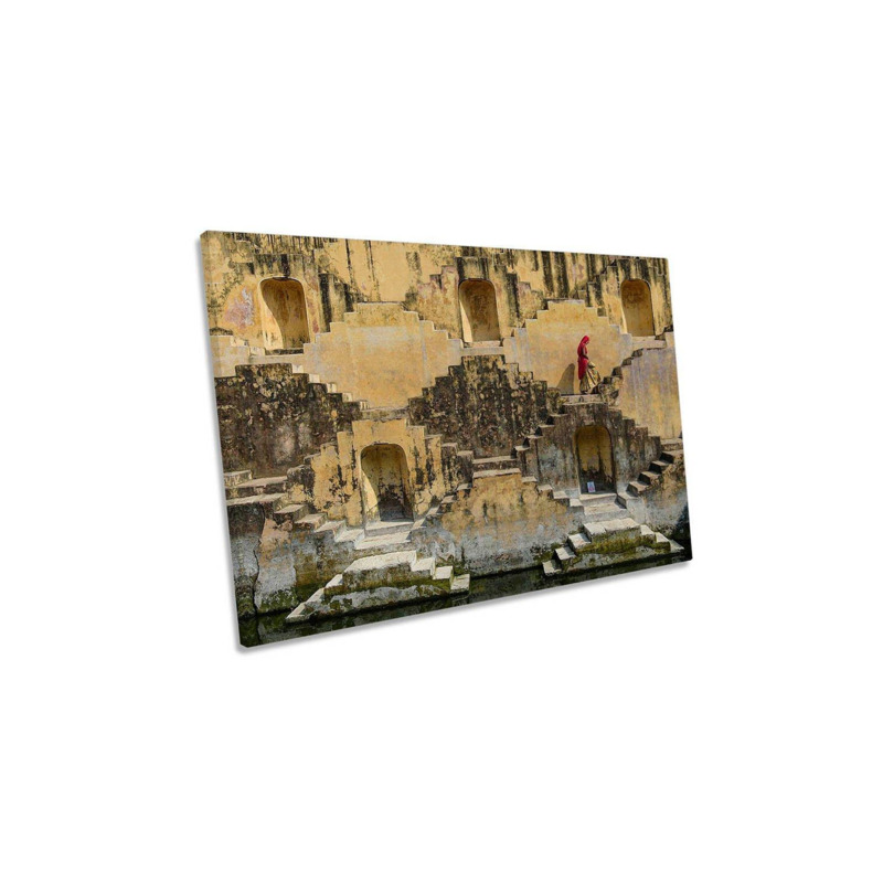 Panna Meena Ka Kund India Staircase Canvas Wall Art Picture Print by
