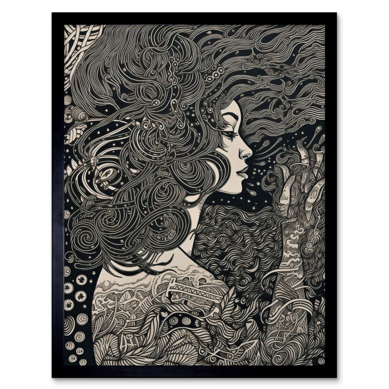 Fading Away Concept Art Modern Boho Illustration Art Print Framed