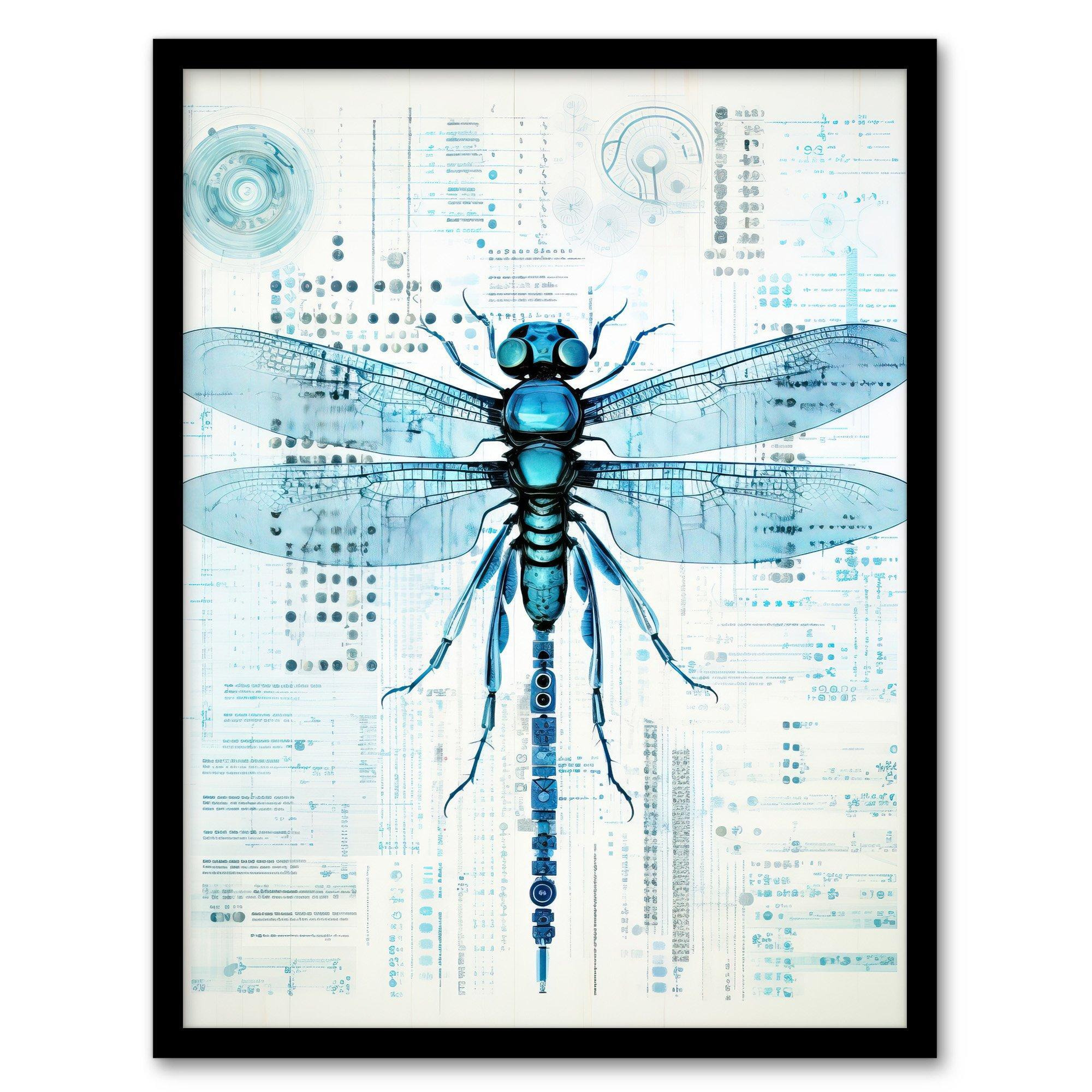 Dragonfly Robot Hybrid Secret Military Weapon Schematic Blueprint Futuristic Complex Arcane