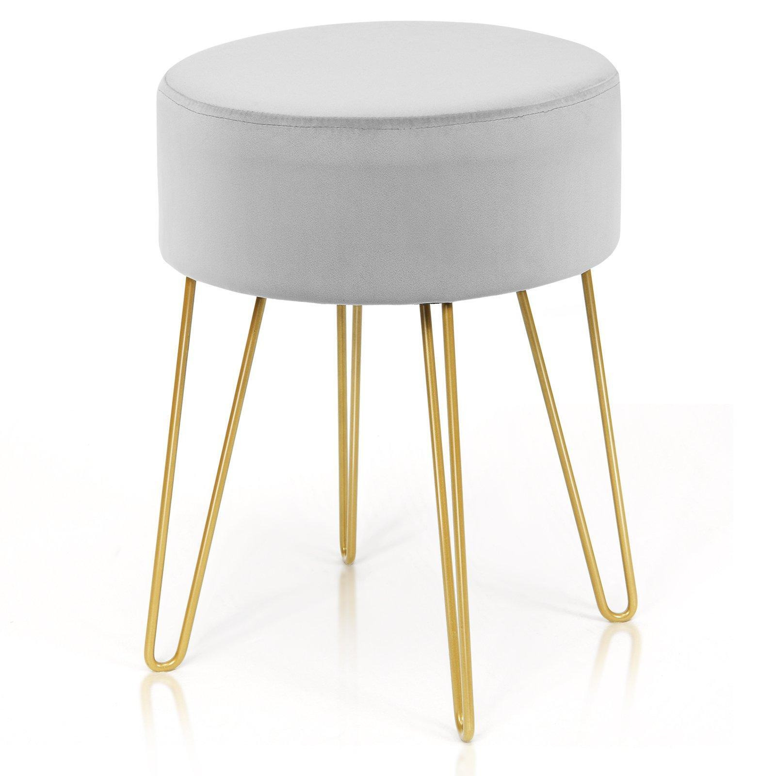 Round Velvet Footstool Dressing Table Chair Bedroom Vanity Seat Stool