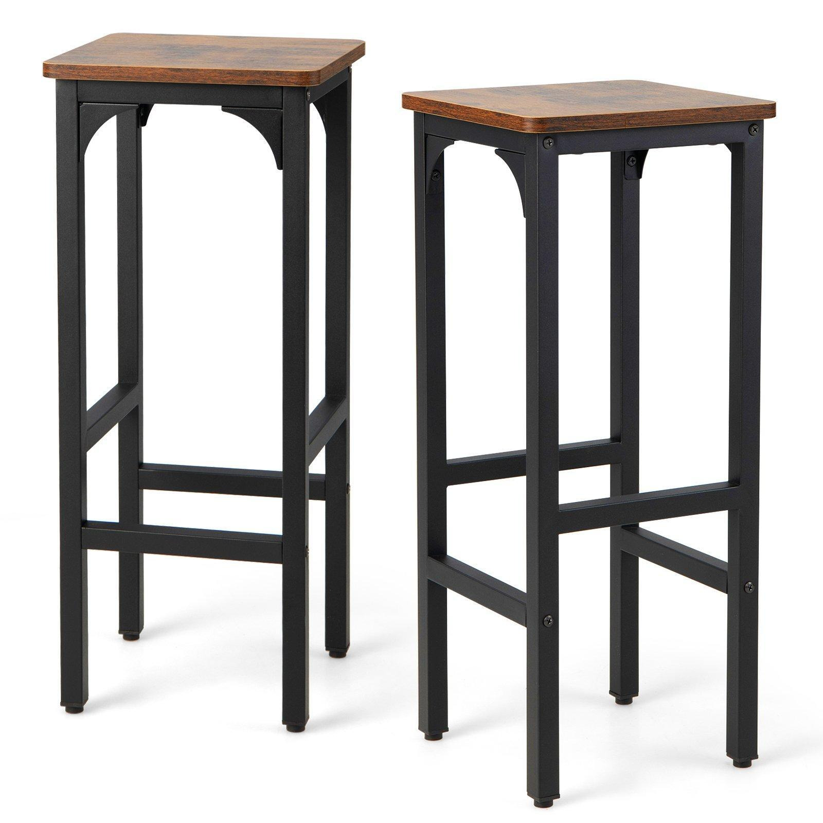 Costway Set of 2 Bar Stools Industrial Dining Bar Chair Counter Height