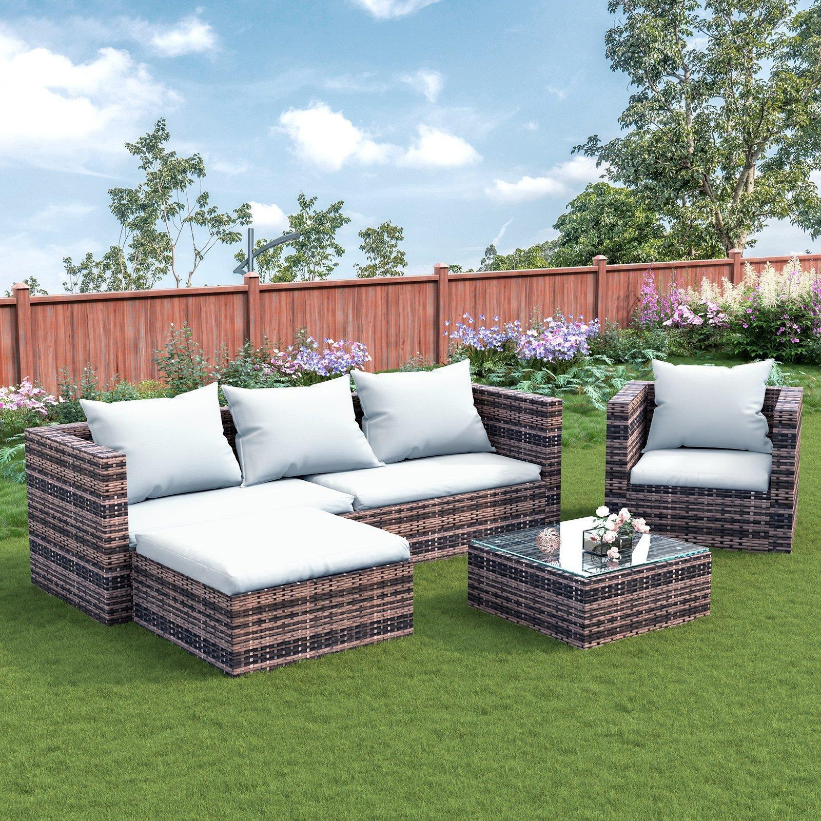 Garden Furniture Set 5PC Rattan Modular Corner Sofa Set by Debenhams