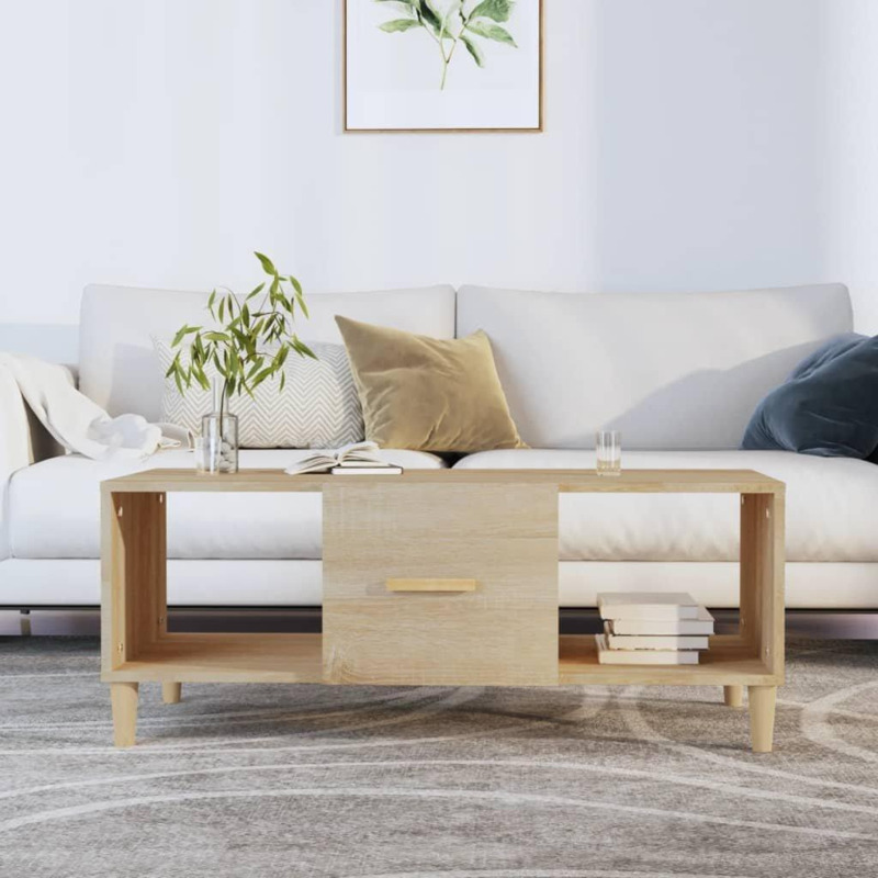 Coffee Table Sonoma Oak 102x50x40 cm Engineered Wood by Debenhams