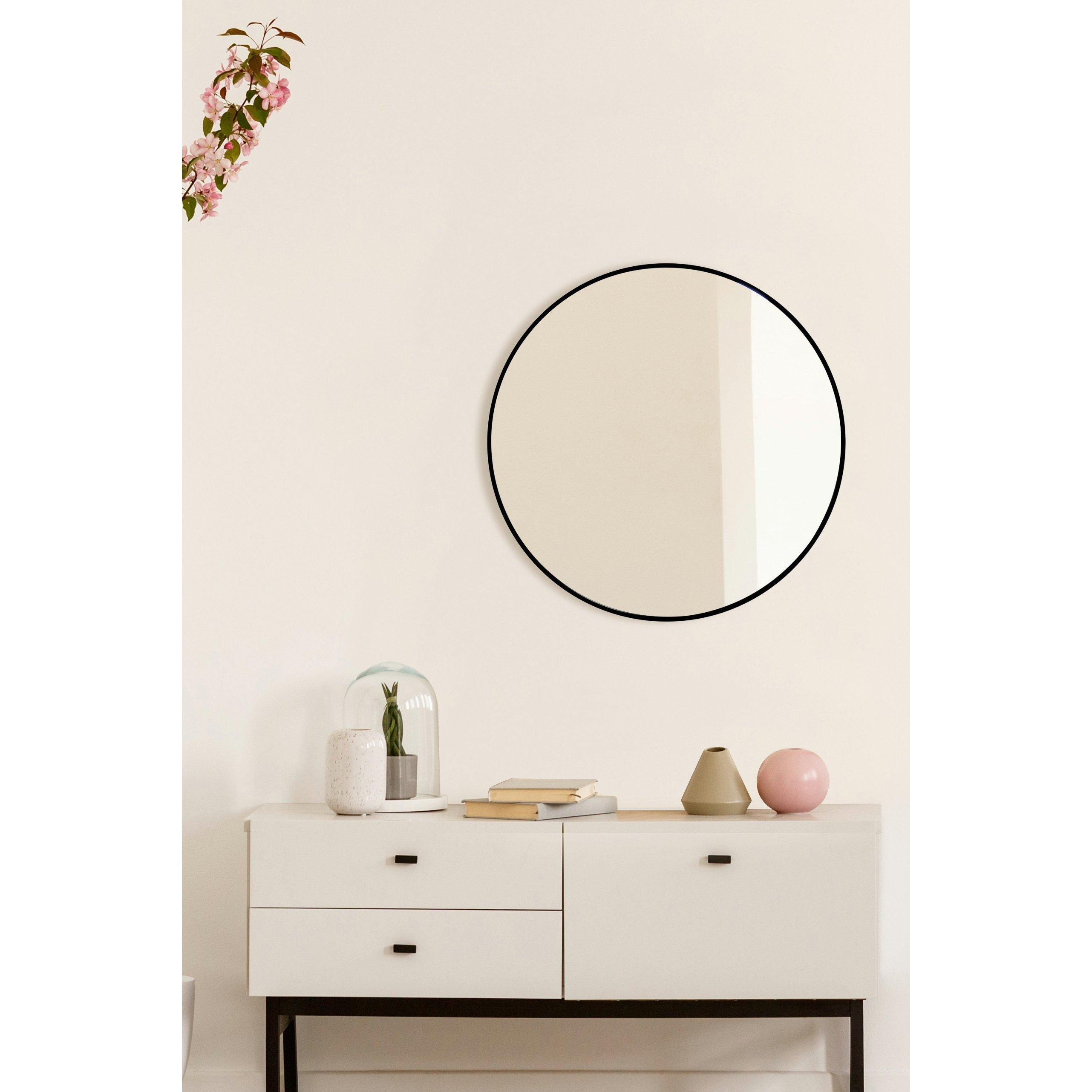 Altham Black Metal Industrial Round Wall Mirror 60 x 60cm by Debenhams