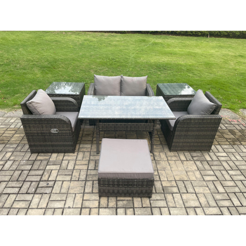 Outdoor Rattan Garden Furniture Lounge Sofa Set With Oblong Rectangular