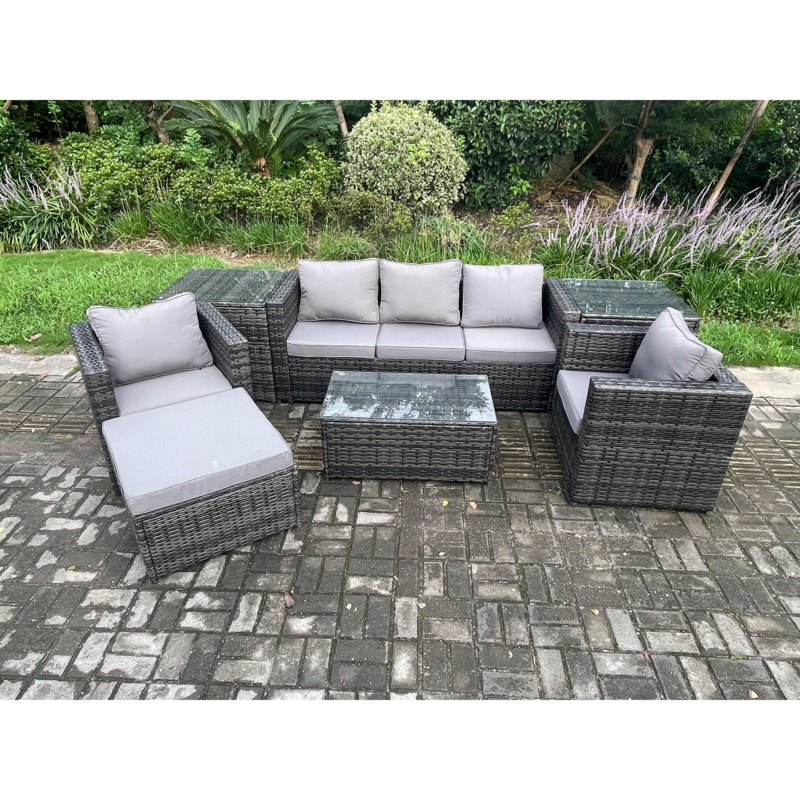 Outdoor Rattan Garden Furniture Set with 3 Seater Sofa Coffee Table 2