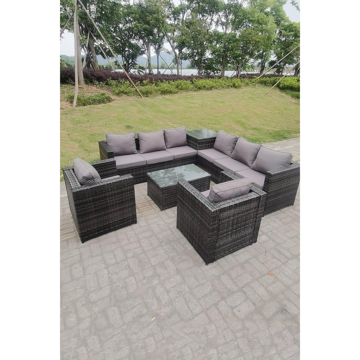 8 Seater PE Wicker Outdoor Rattan Garden Furniture Sets Lounge Chair 2 Coffee Table by Debenhams