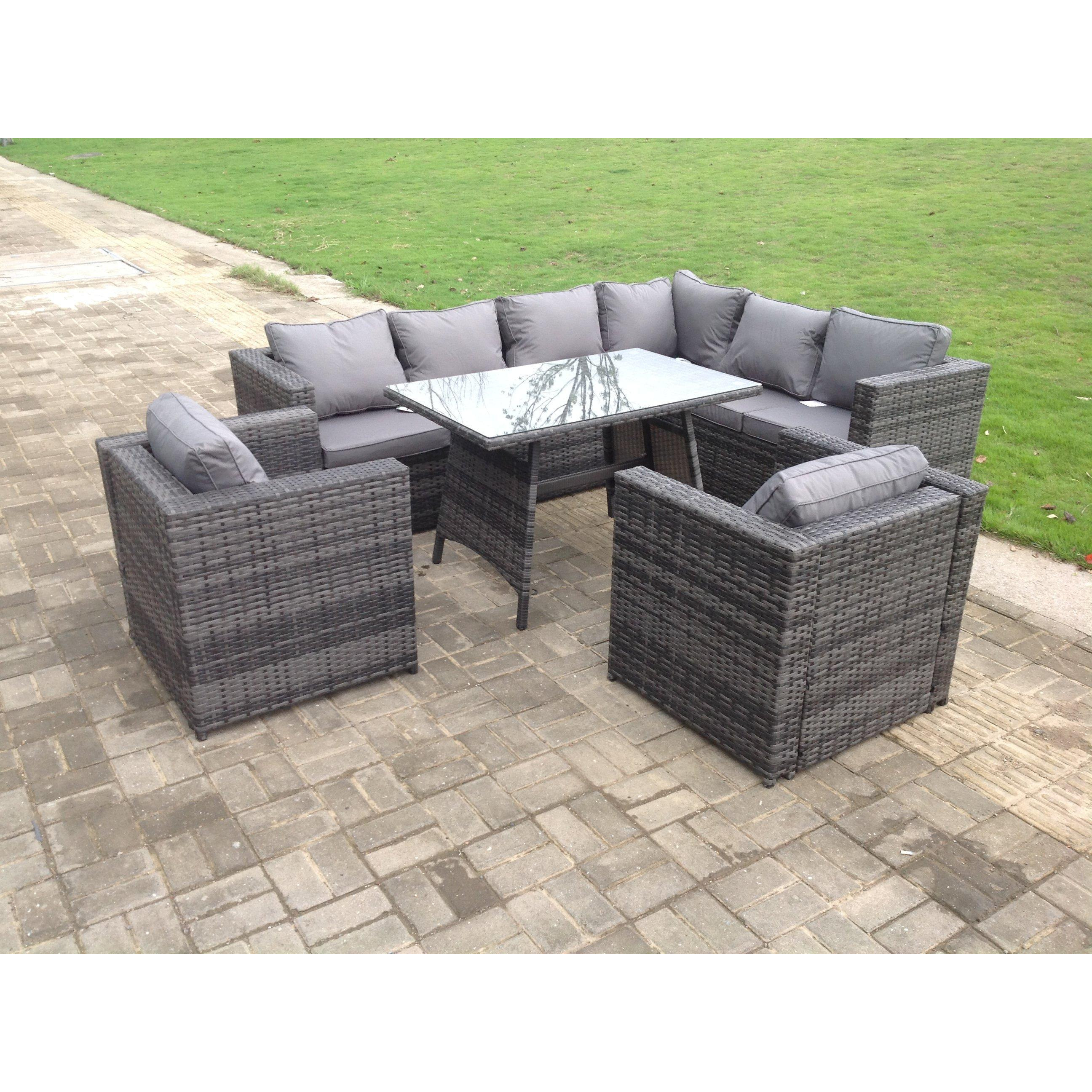 Bravich 6 seater rattan corner sofa footstool garden furniture set