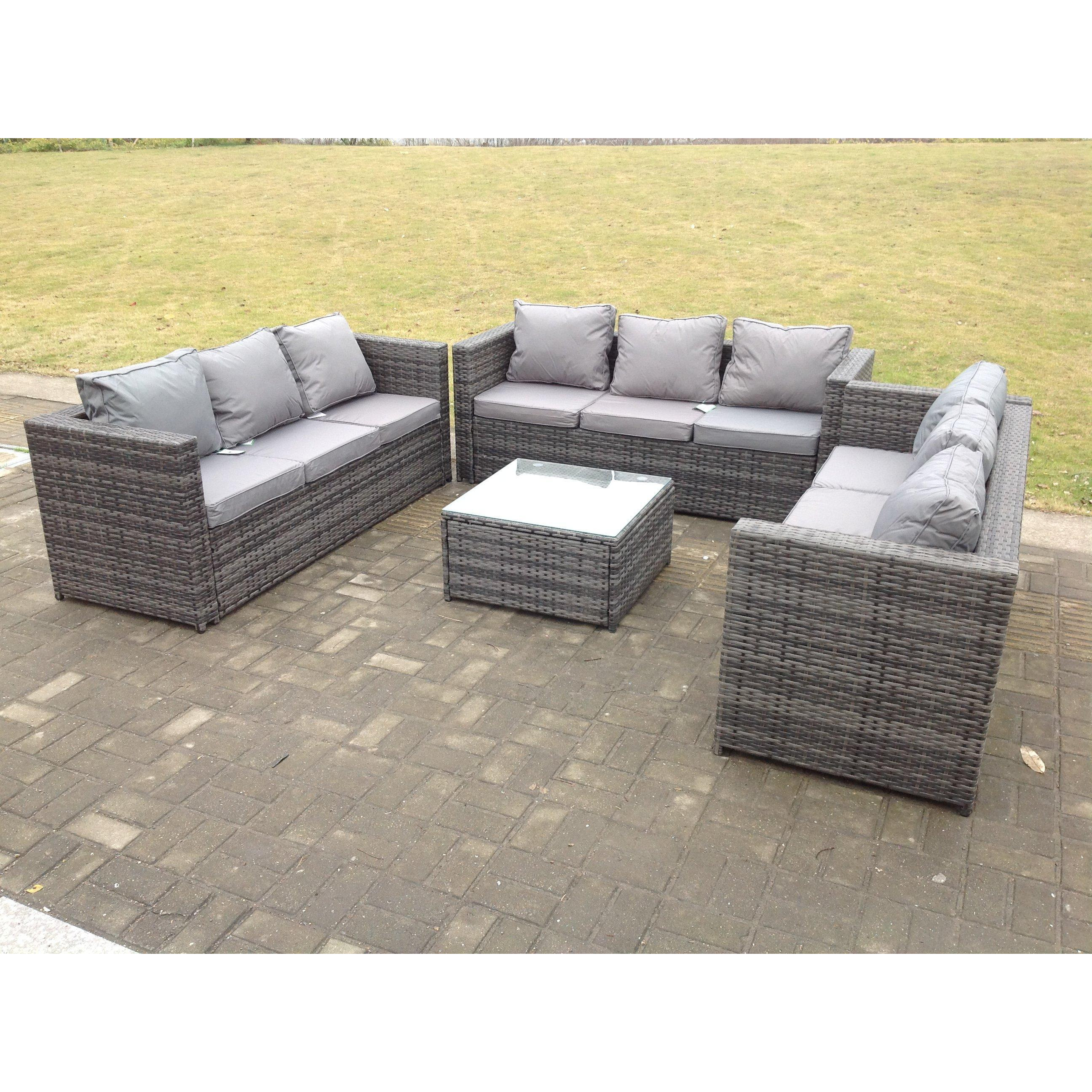 Outdoor Rattan Garden Furniture Lounge Sofa Set With Square Coffee