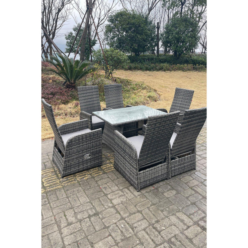 Oblong Adjustable Rattan Dining Set Table And Chair Set Outdoor Seat by