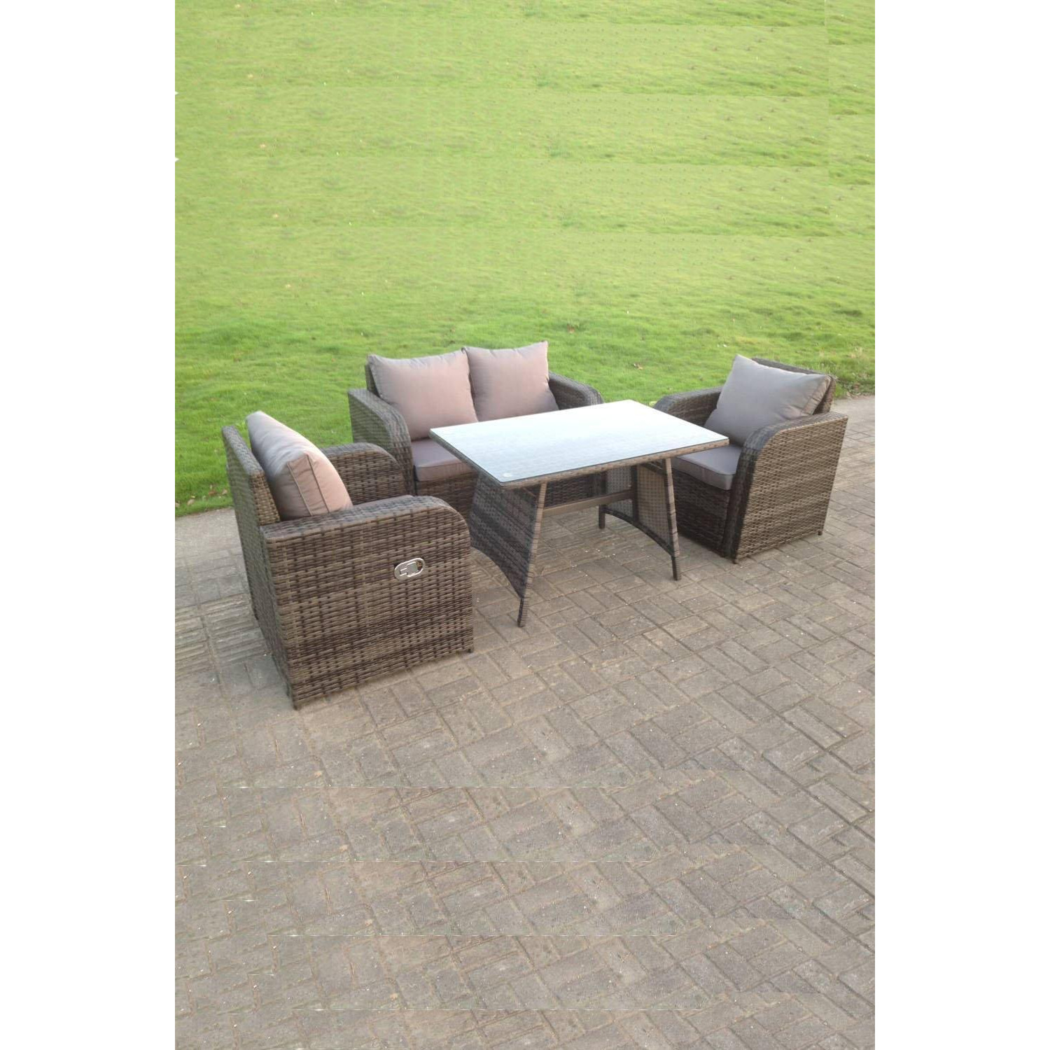 PE Rattan Garden Furniture Set Adjustable Chair Sofa Double Love Seat 2