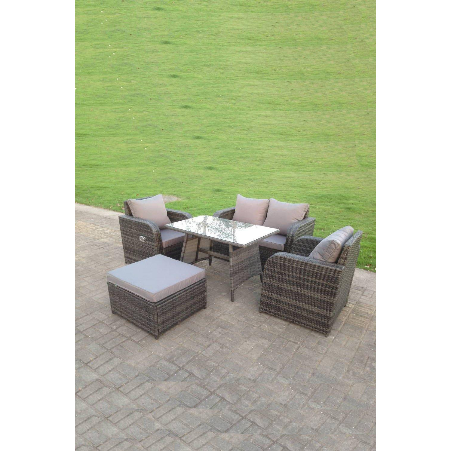 Rattan Garden Furniture Set Adjustable Chair Sofa Double Love Seat 2 Seater Sofa Rectangular