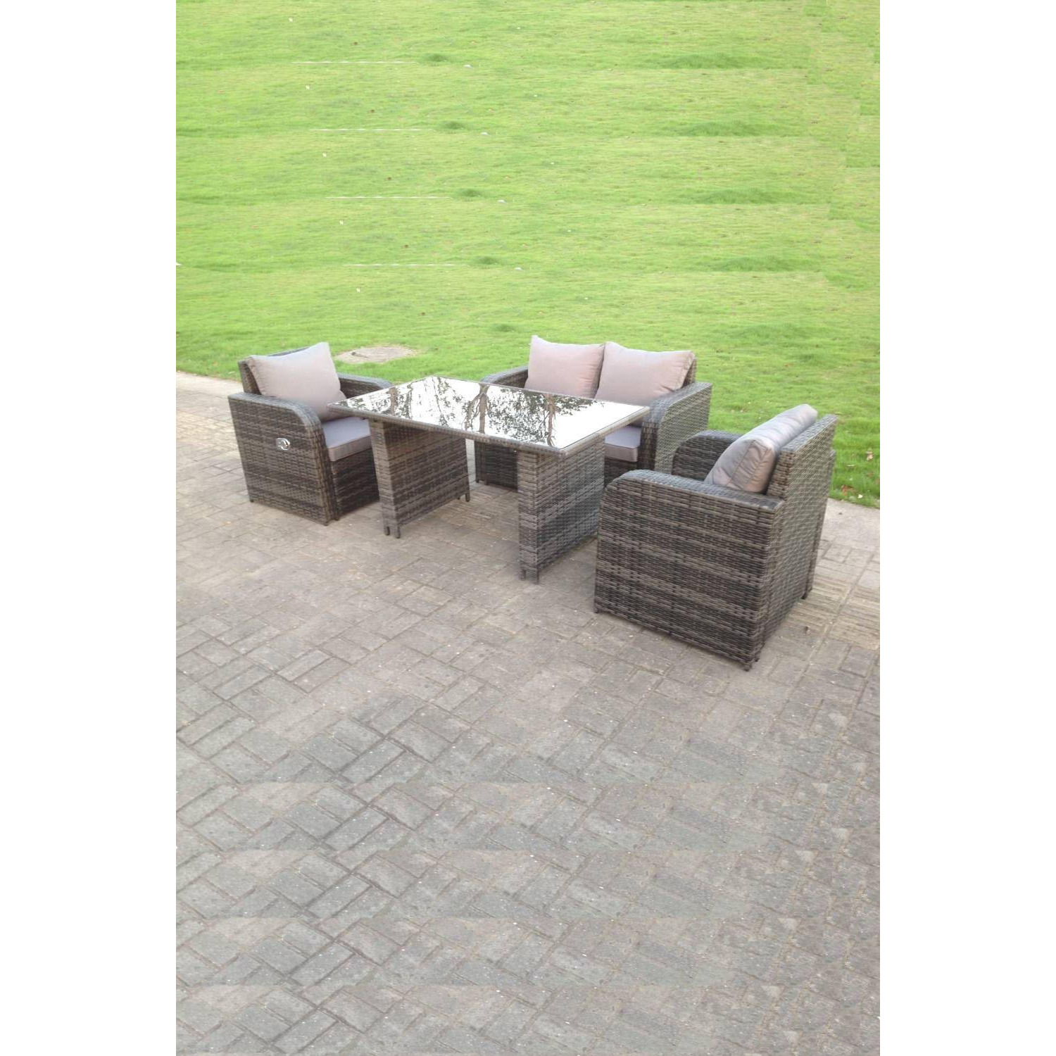 Rattan Garden Furniture Set Adjustable Chair Double Love Seat 2 Seater