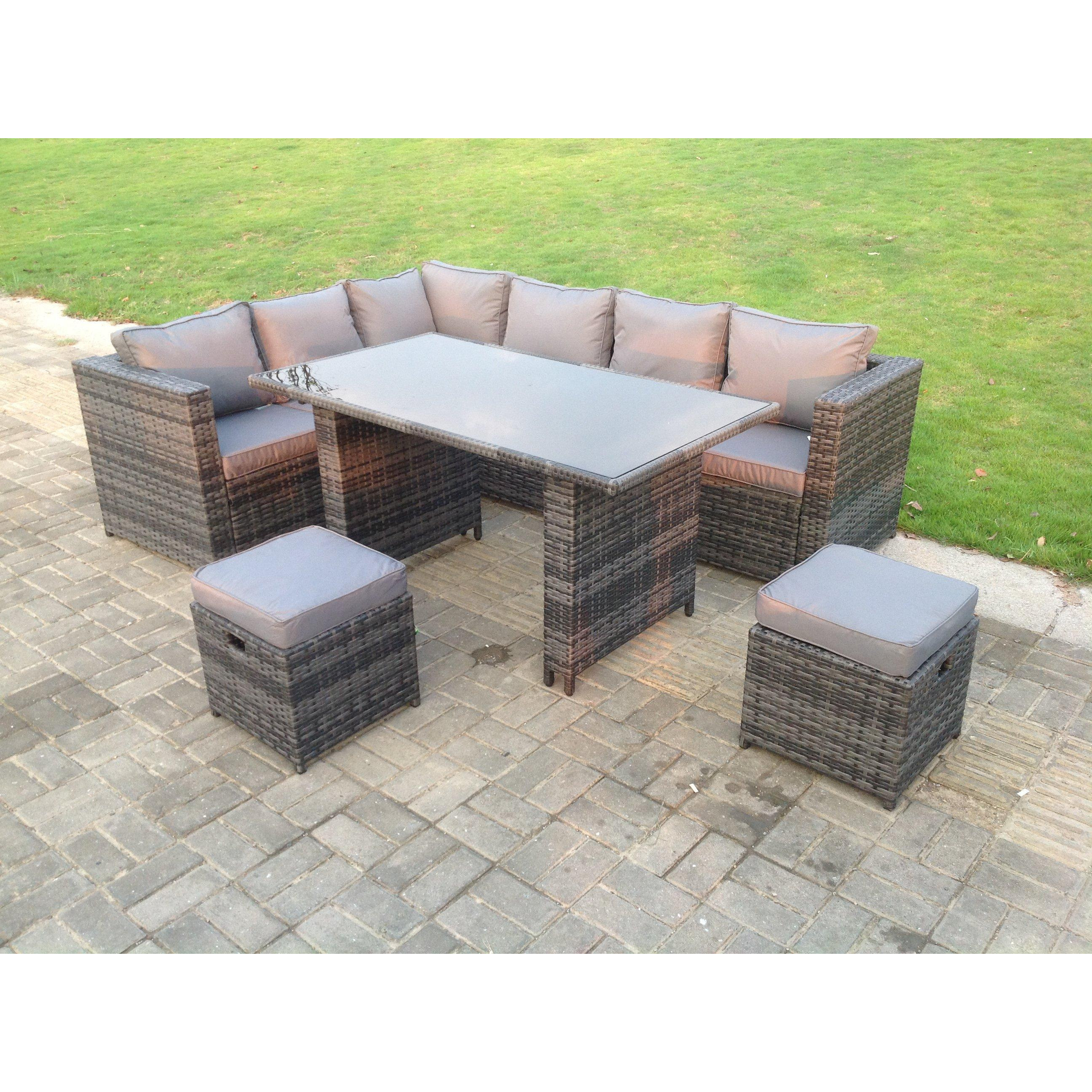 Outdoor Lounge Rattan Corner Sofa Set Garden Furniture with Small