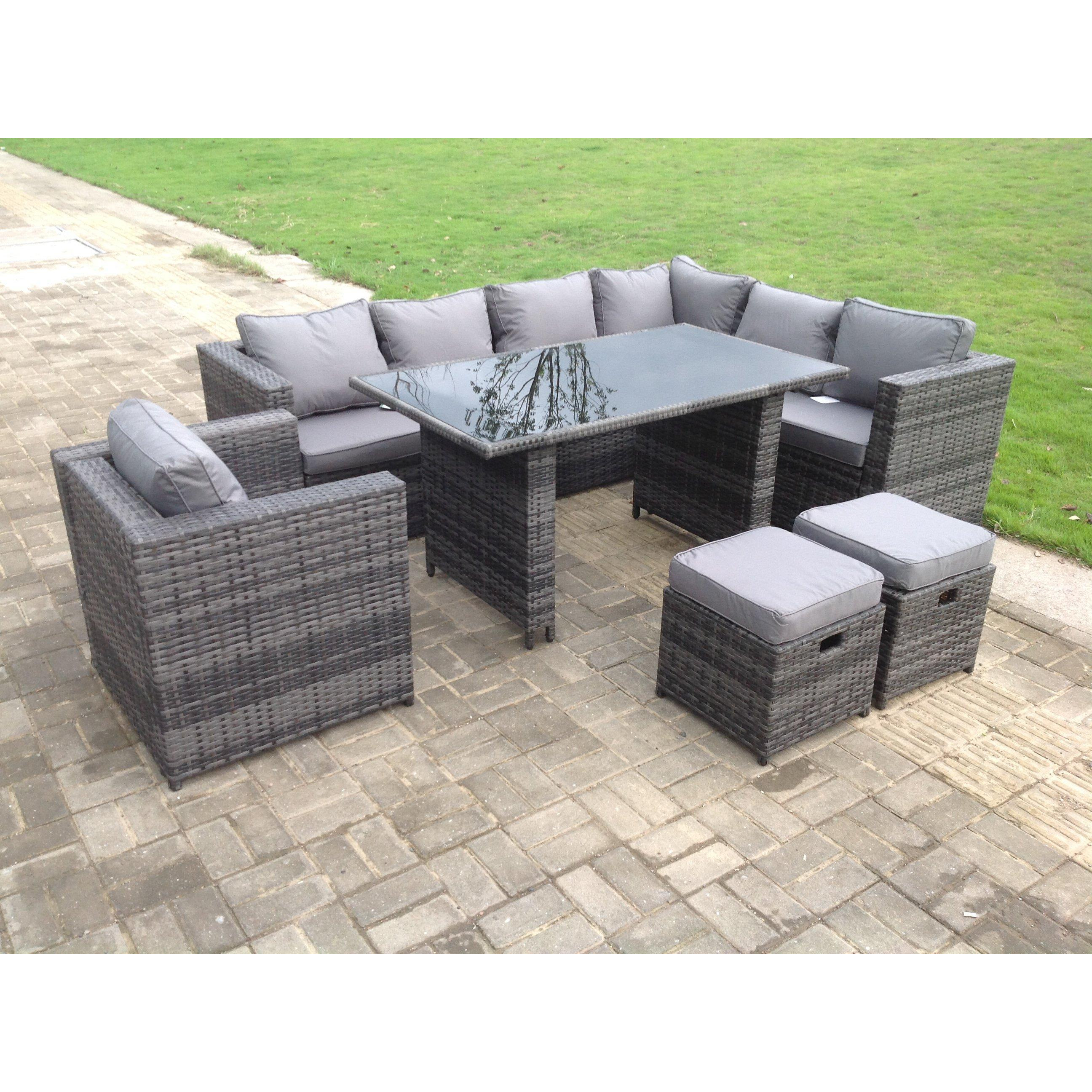 8 Seater Outdoor Lounge Rattan Corner Sofa Set Garden Furniture